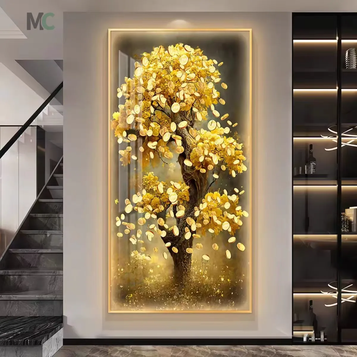 Fortune Tree Light Luxury Entrance Decoration Painting Living Room Corridor Aisle Wall Decor Paintings Office Hall Mural