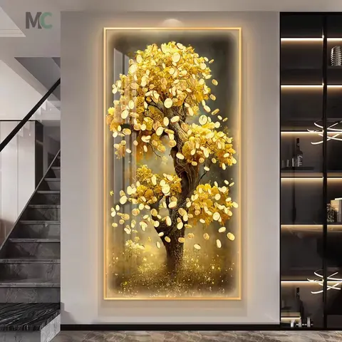 Fortune Tree Light Luxury Entrance Decoration Painting Living Room Corridor Aisle Wall Decor Paintings Office Hall Mural