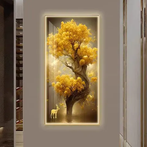 Fortune Tree Light Luxury Entrance Decoration Painting Living Room Corridor Aisle Wall Decor Paintings Office Hall Mural