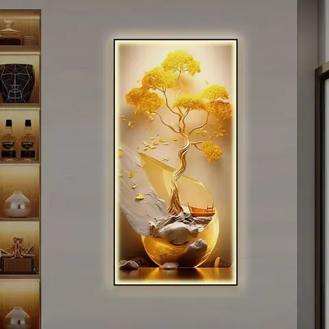Fortune Tree Light Luxury Entrance Decoration Painting Living Room Corridor Aisle Wall Decor Paintings Office Hall Mural