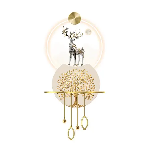 Fortune Tree Mural Led Lights Surround Luminous Decorative Painting Crystal Porcelain Painting Wall Art Home Decoration