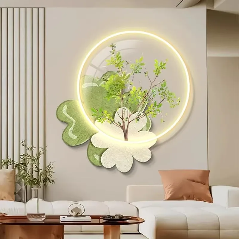 植物 单幅 装饰画 现代简约 餐厅背景墙挂画 LED带灯画
