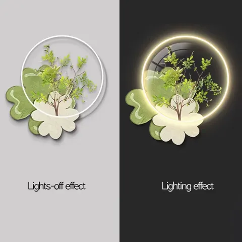 Four Leaf Clover Little Fresh Restaurant Acrylic Crystal Porcelain Wall Art LED Light Painting Home Decor painting