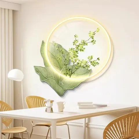 Four Leaf Clover Little Fresh Restaurant Acrylic Crystal Porcelain Wall Art LED Light Painting Home Decor painting