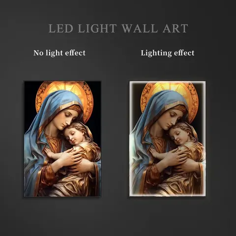 Framed Crystal Painting of the Virgin Mary: Catholic Religious Home Decor Icon