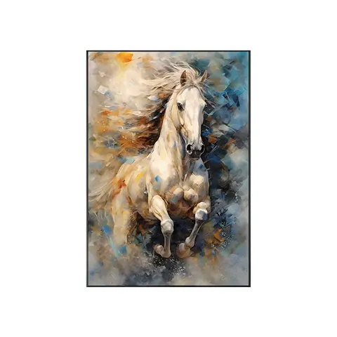 Frameless Canvas Murals , Living Room Porch Bedroom Decorative Horse Mural LED Crystal Diamond Painting Animal Paintings