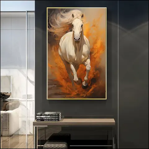 Frameless Canvas Paintings , Living Room Porch Bedroom Decorative Horse Murals LED Crystal Diamond Painting Animal Paintings