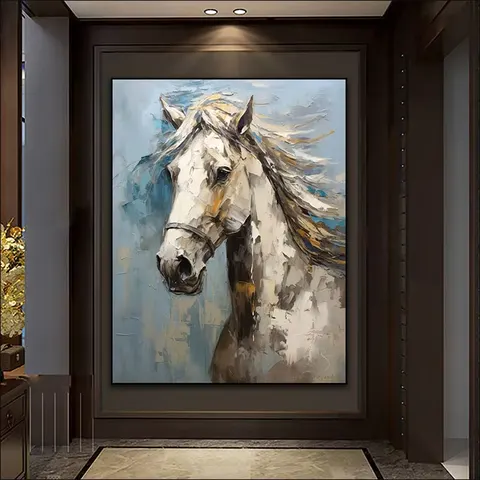 Frameless Canvas Paintings , Living Room Porch Bedroom Decorative Horse Murals LED Crystal Diamond Painting Animal Paintings