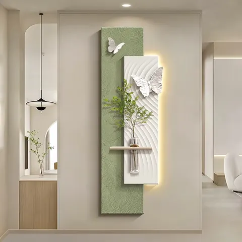 植物 单幅 装饰画 法式风 客厅背景墙挂画 LED带灯画