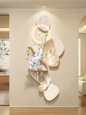 French-style butterfly Entryway Decor Mood-setting Creative Hydroponic Glass Bottle Plant Frameless Wall Acrylic LED Painting