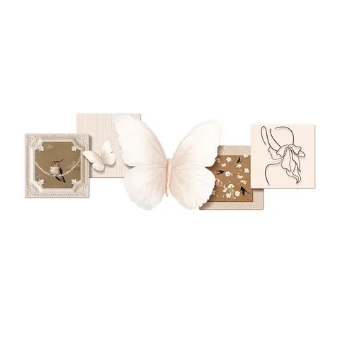 French Style Creamy Style Butterfly Art Home Decor Painting Elegance Sofa Background Wall Crystal Porcelain Painting
