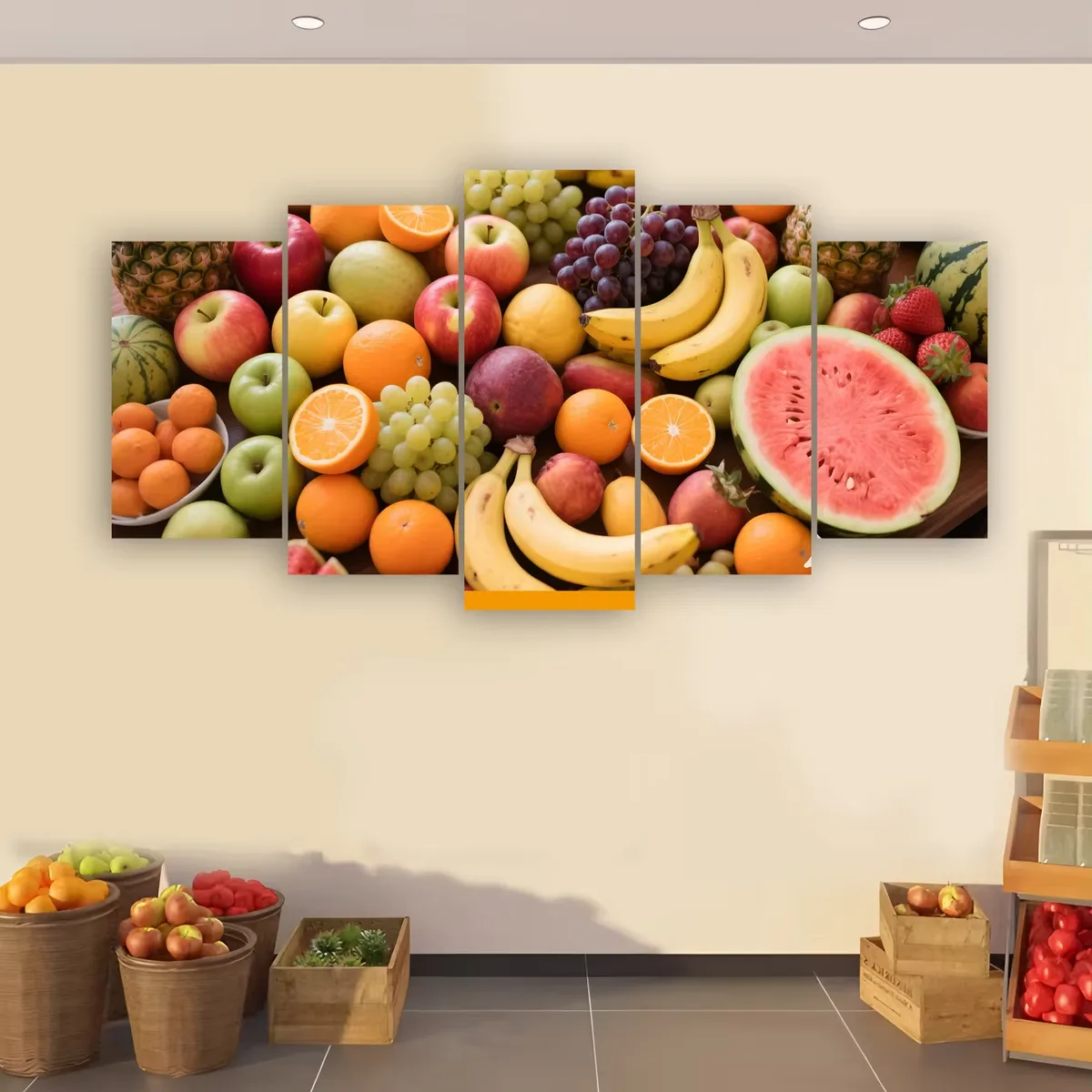Fruit Shop Wall Art Home Decor Painting Five Vice Crystal Porcelain Diamond-inlaid Kitchen Decoration Painting