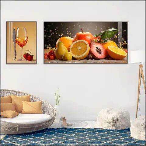 Fruit Store Restaurant Background Wall Combination Crystal Porcelain Painting High-definition Printing Art Home Decor Painting