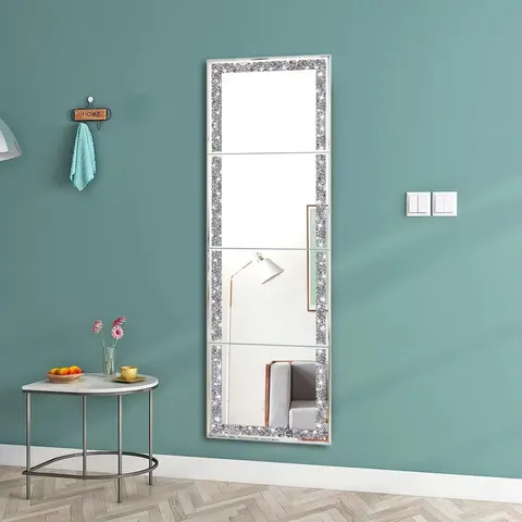 Full Length and Tiles Crystal Crush Full Body Wall Diamond Mirror 4PCS Glass Frameless Make up Mirror and Room Mirror
