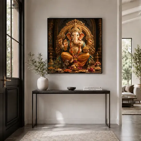 Ganesha Wall Art Hindu God Canvas Indian Religious Decor Entryway Wall Painting Factory Direct Artwork