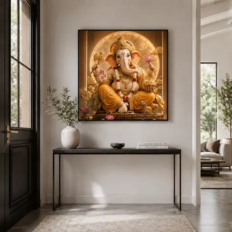 Ganesha Wall Art Hindu God Canvas Indian Religious Decor Entryway Wall Painting Factory Direct Artwork