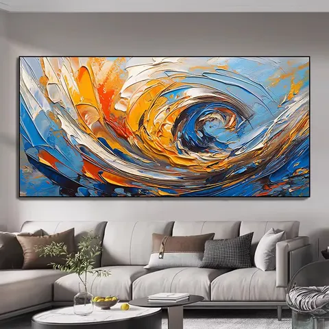抽象 单幅 装饰画 现代简约 客厅背景墙挂画 手绘油画