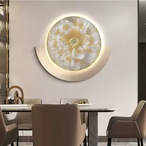 抽象 单幅 装饰画 轻奢风 餐厅背景墙挂画 LED带灯画