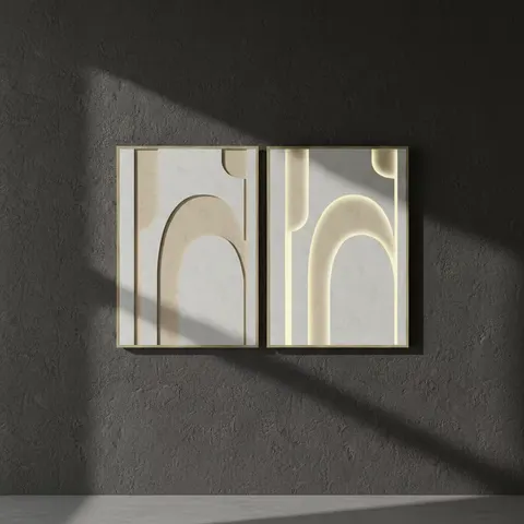 Geometry Glowed LED Decor Painting Three-dimensional Sandstone Living Room Background Wall Art Painting