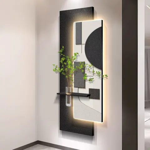 植物 单幅 装饰画 现代简约 玄关背景墙挂画 LED带灯画
