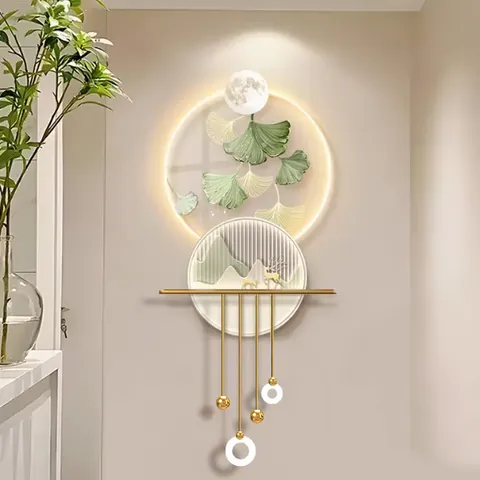 Ginkgo Biloba Porch Healing Department Acrylic Crystal Porcelain Decorative Painting Led Light Painting Paintings and Wall Arts