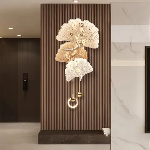 Ginkgo Leaves UV Engraving Metal Pendant Art Home Decor Painting Corridor Entrance Hall Glowed Acrylic LED Painting
