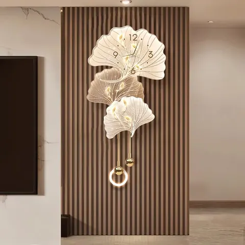 Ginkgo Leaves UV Engraving Metal Pendant Art Home Decor Painting Corridor Entrance Hall Glowed Acrylic LED Painting