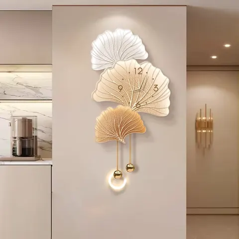 Ginkgo Leaves UV Engraving Metal Pendant Art Home Decor Painting Corridor Entrance Hall Glowed Acrylic LED Painting