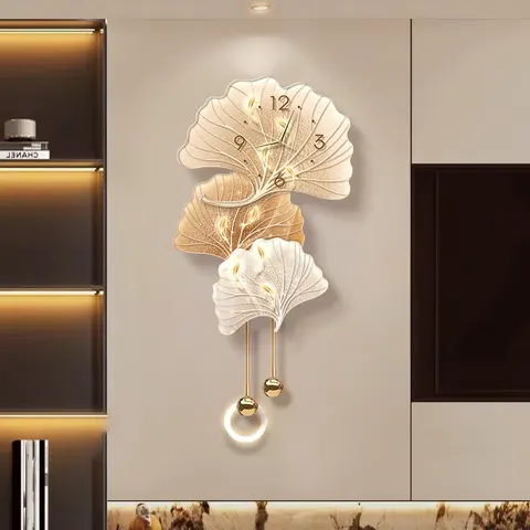 Ginkgo Leaves UV Engraving Metal Pendant Art Home Decor Painting Corridor Entrance Hall Glowed Acrylic LED Painting