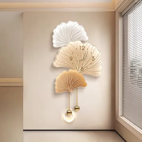 Ginkgo Leaves UV Engraving Metal Pendant Art Home Decor Painting Corridor Entrance Hall Glowed Acrylic LED Painting