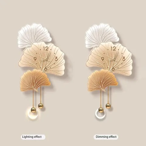 Ginkgo Leaves UV Engraving Metal Pendant Art Home Decor Painting Corridor Entrance Hall Glowed Acrylic LED Painting