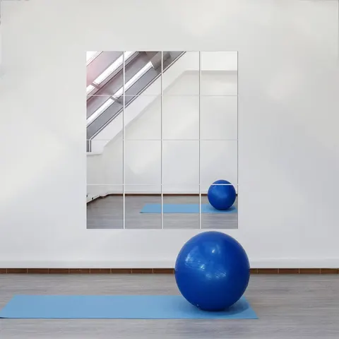 Glass Fulllength Wall and Bedroom Mirror Brick Home Gym Mirror Wall Splicing Bathroom and Room Mirror