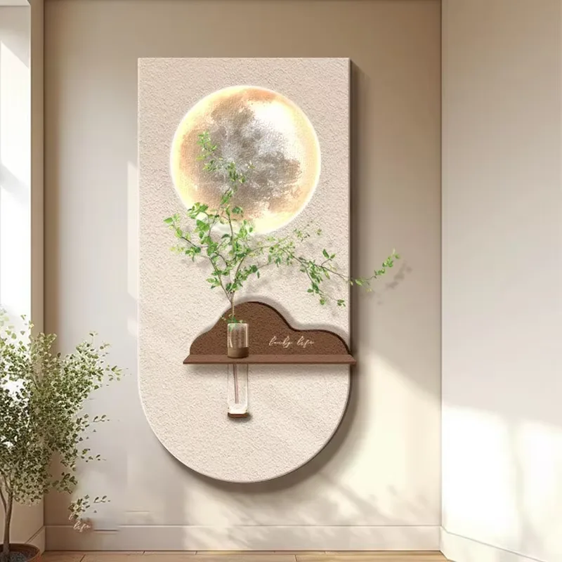 Glowed LED Painting Hydroponic Green Plant Mural Creativity Sandstone Entrance Hall Art Decor Painting