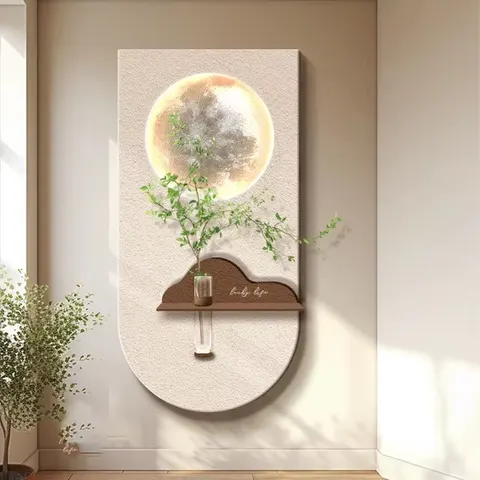 Glowed LED Painting Hydroponic Green Plant Mural Creativity Sandstone Entrance Hall Art Decor Painting