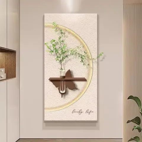 Glowed LED Painting Hydroponic Green Plant Mural Creativity Sandstone Entrance Hall Art Decor Painting