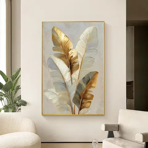 植物 单幅 装饰画 轻奢风 客厅背景墙挂画 LED带灯画