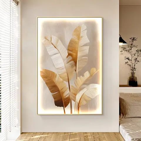 植物 单幅 装饰画 轻奢风 客厅背景墙挂画 LED带灯画