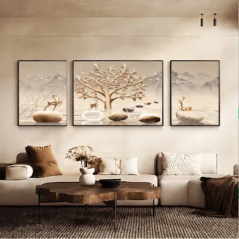植物 单幅 装饰画 轻奢风 客厅背景墙挂画 晶瓷画