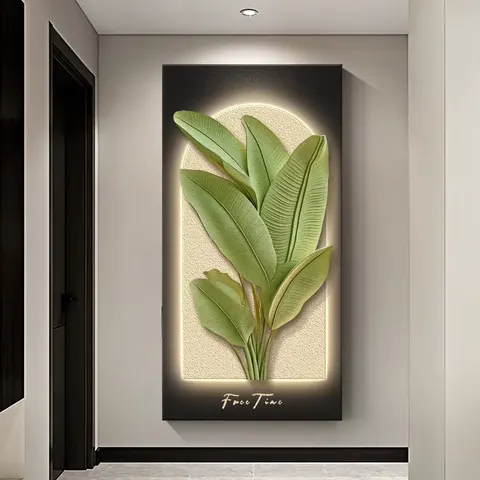 Green Plants Entrance Hall Art Decorative Painting Living Room Corridor Sandstone LED Decorative Painting