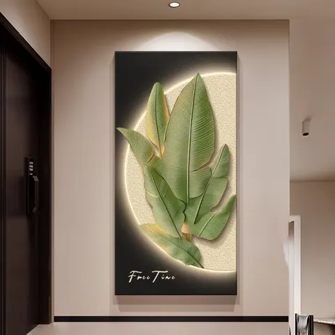 Green Plants Entrance Hall Art Decorative Painting Living Room Corridor Sandstone LED Decorative Painting