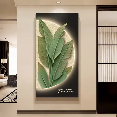Green Plants Entrance Hall Art Decorative Painting Living Room Corridor Sandstone LED Decorative Painting