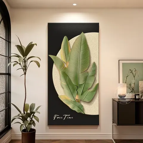 Green Plants Entrance Hall Art Decorative Painting Living Room Corridor Sandstone LED Decorative Painting