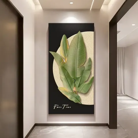 Green Plants Entrance Hall Art Decorative Painting Living Room Corridor Sandstone LED Decorative Painting