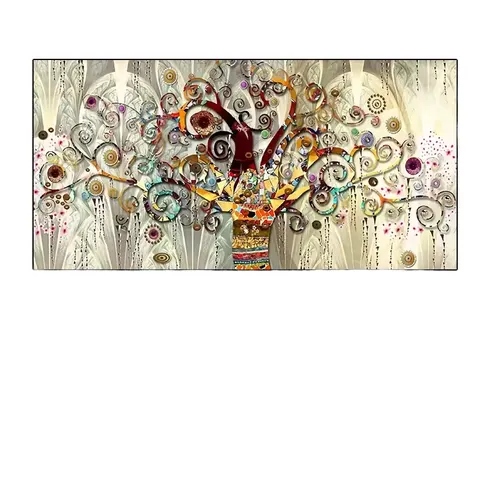 Gustav Klimt Landscape Art Deco Wall Art Canvas Print with Aluminium Alloy Frame Black/Golden Living Room Decor