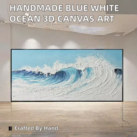 海浪 单幅 装饰画 现代简约 客厅背景墙挂画 手绘油画