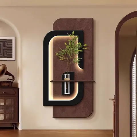 Hall Art Decor Painting Hydroponic Green Plants High-end Personality Abstract Wall Painting Corridor Sandstone Led Painting