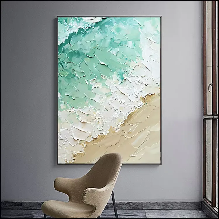 海浪 单幅 装饰画 现代简约 玄关背景墙挂画 手绘油画