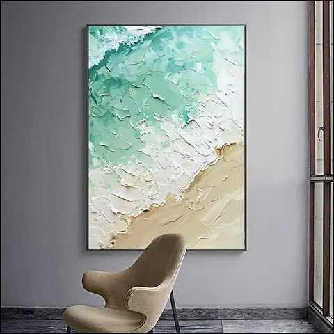 Hand-painted Oil Abstract Sea Porch Art Decor Painting Living Room Background Home Decor Paintings