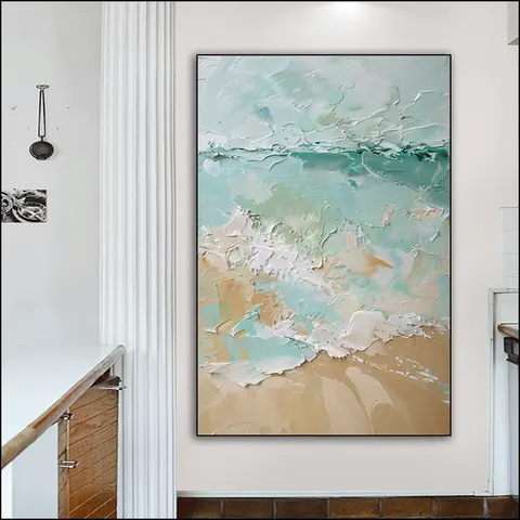 海浪 单幅 装饰画 现代简约 玄关背景墙挂画 手绘油画
