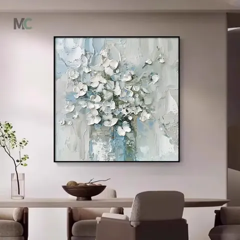 繁花 单幅 装饰画 现代简约 卧室背景墙挂画 手绘油画
